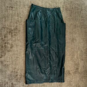 Vintage Green Leather Maxi Skirt